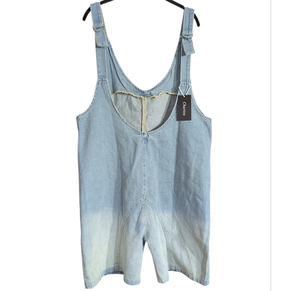 β¨ Chartou Collection Denim Romper | Adjustable Strap | Light Wash | Size M | NWT - Picture 3 of 9